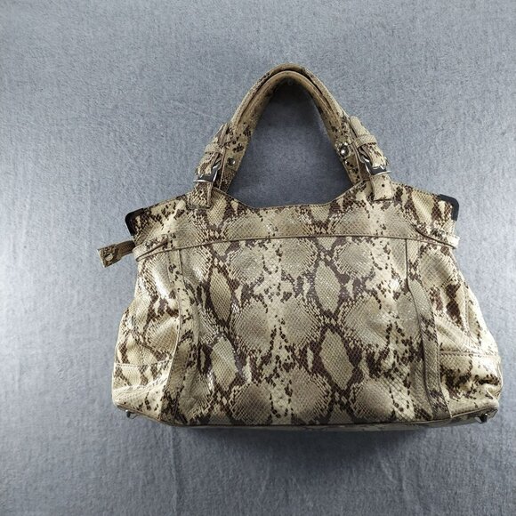 Kooba Python Print  Leather Tote Handbag With Dual Handles & Metal Accents New - Picture 2 of 9